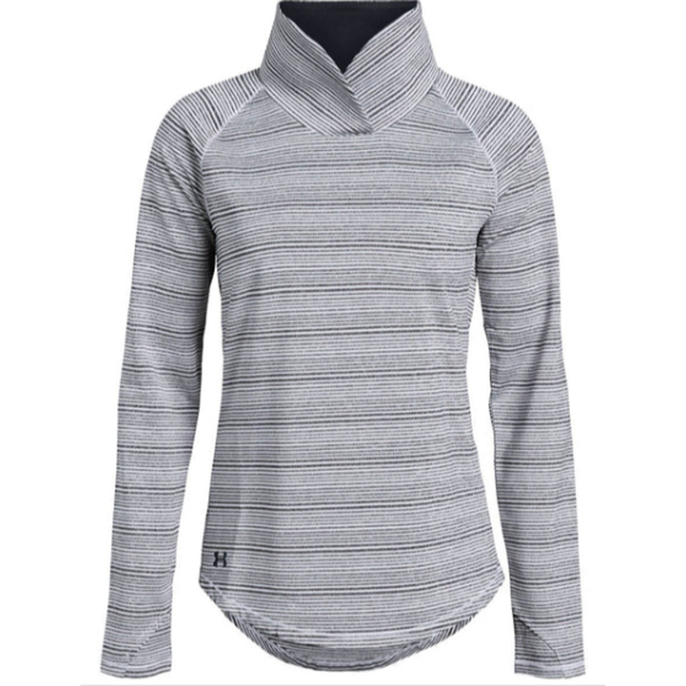 Under Armour Women's Gray Striped Funnel Neck Hoodie